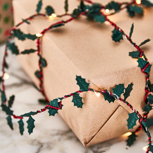 Holly Leaf Fairy Lights Etsy UK