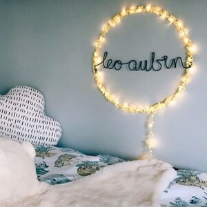 Large Personalised Pom Pom Fairy Light Hoop