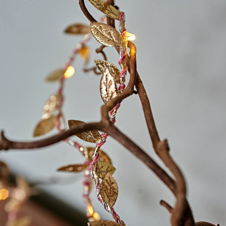 Gold Leaf Fairy Lights Wedding Table Decorations Wedding String Lights Christmas Table Lights image 8