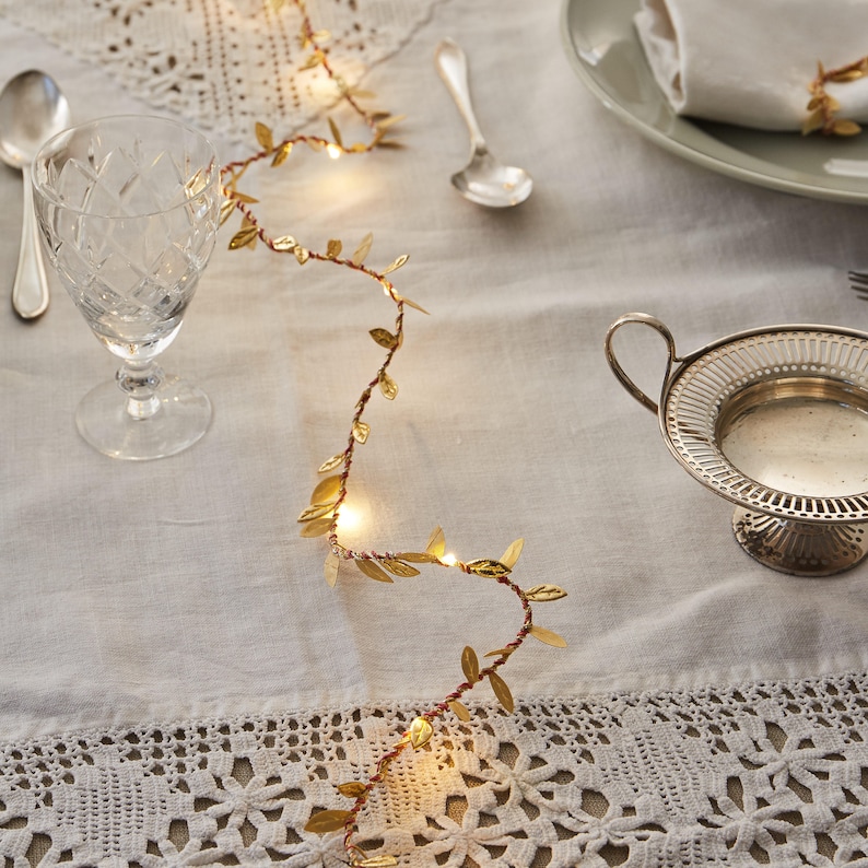 Gold Leaf Fairy Lights Wedding Table Decorations Wedding String Lights Christmas Table Lights image 4