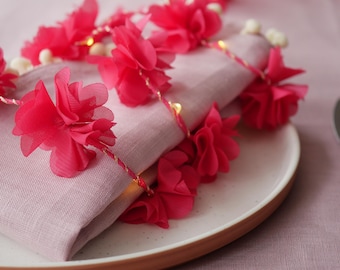 Pink Flower Fairy Lights | Wedding Decorations | Petal String Lights