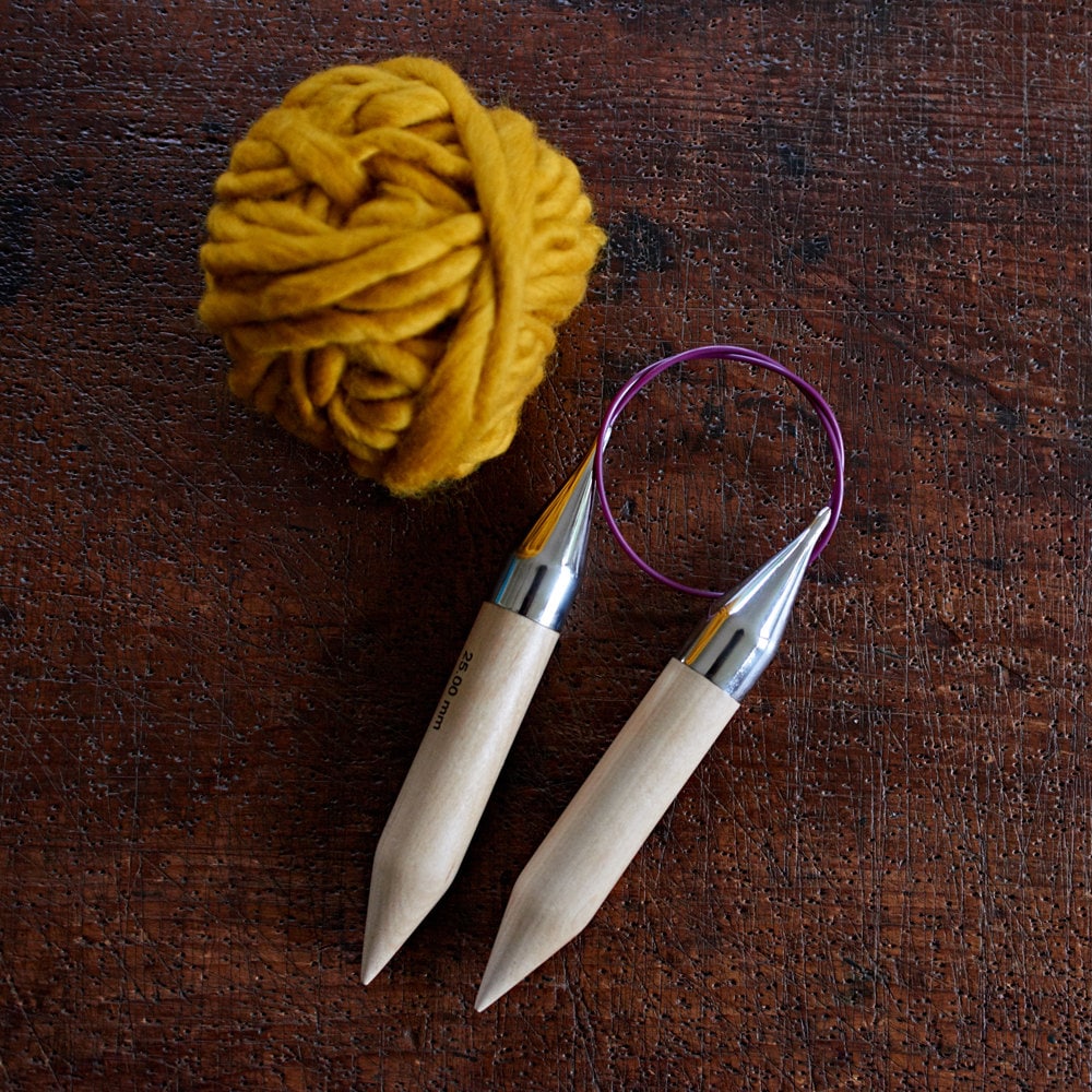 25mm giant circular knitting needles, US size 50, extreme knitting