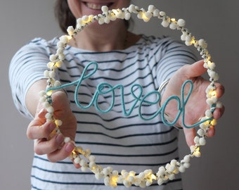 Loved Fairy Light Hoop, gift for Mother's Day