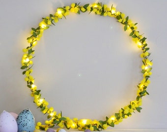 Floral Easter Light Up Wreath, Easter Decoration