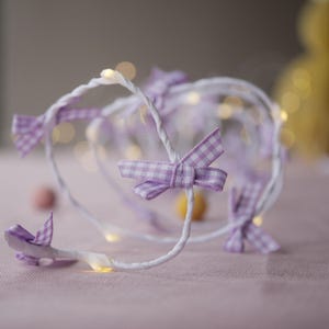 Gingham Bow Fairy Lights | Holiday String Lights | Rustic Wedding Decorations | Table Decorations | LED Lights