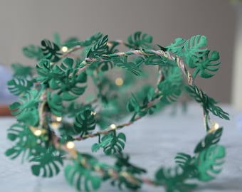 Monstera Leaf Fairy Lights | Green Leaf Fairy Lights | Gift for Plant Lover