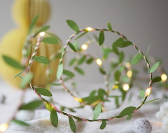 Easter Green Leaf Fairy Lights | Spring Wedding Decor | Boho bedroom Decor | LED String Lights