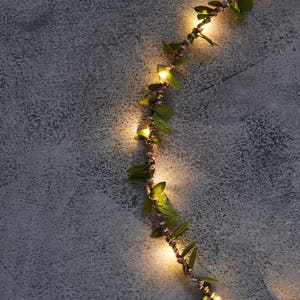 Green Leaf Fairy Light Hoop Handmade Year round Door Wreath Boho Wedding Decoration image 4