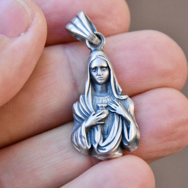Mother of God Pendant Sterling Silver 925 Handmade Jewellery Silverzone77