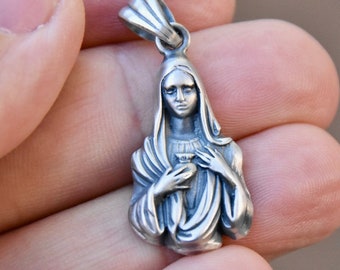 Mother of God Pendant Sterling Silver 925 Handmade Jewellery Silverzone77