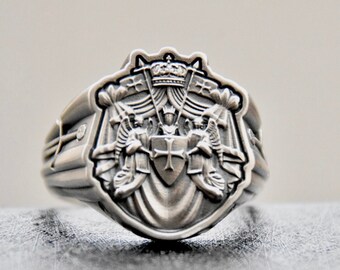 Anello dei Cavalieri Templari in argento sterling 925 con croce