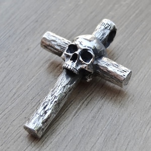 NEW Sterling Silver .925 Cross Skull Handmade Biker Motorcycle Masonic Handcrafted Silverzone77