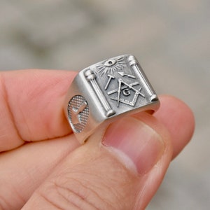 Masonic Sterling Silver 925 Ring Masons / Handmade ALL SIZES image 5