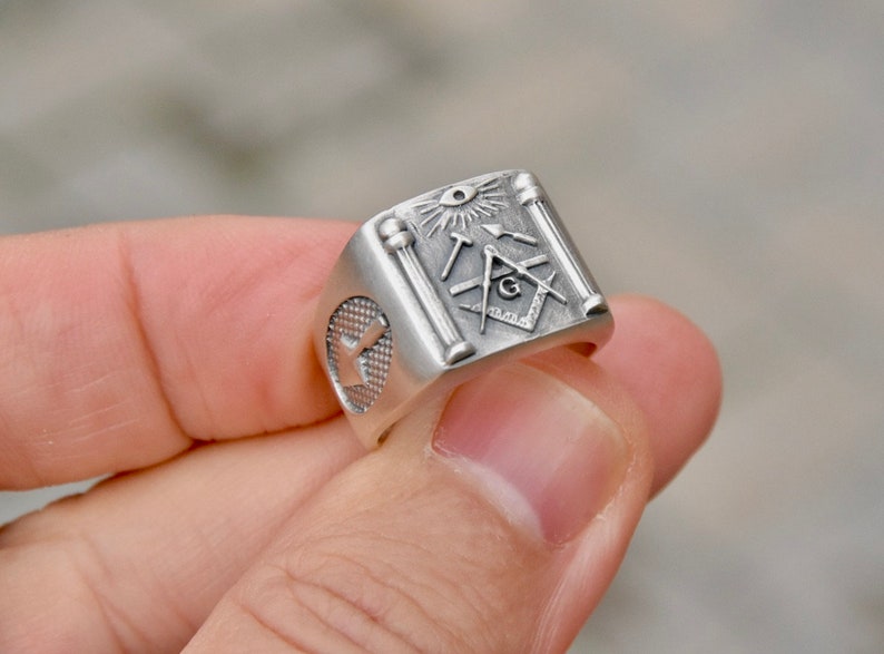 Masonic Sterling Silver 925 Ring Masons / Handmade ALL SIZES image 5