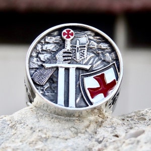 Knights Templar Ring STERLING SILVER MASONIC Masons Handmade - Etsy