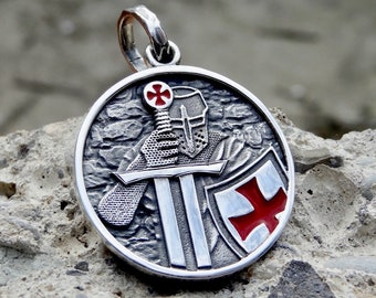 Knights Templar Pendant / Sterling Silver .925 Handmade