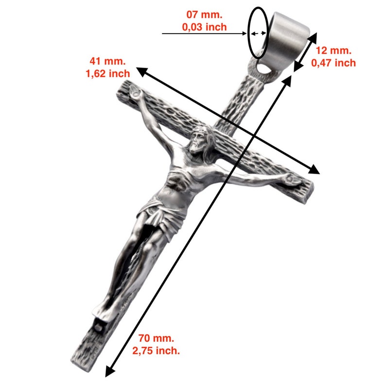 Solid Large Sterling Silver 925 Cross Crucifix Pendant Necklace ...