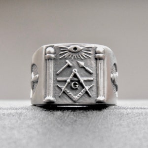 Masonic Sterling Silver 925 Ring Masons / Handmade ALL SIZES image 1