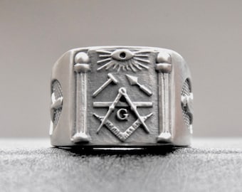 Masonic Sterling Silver 925 Ring Masons / Handmade - ALL SIZES !
