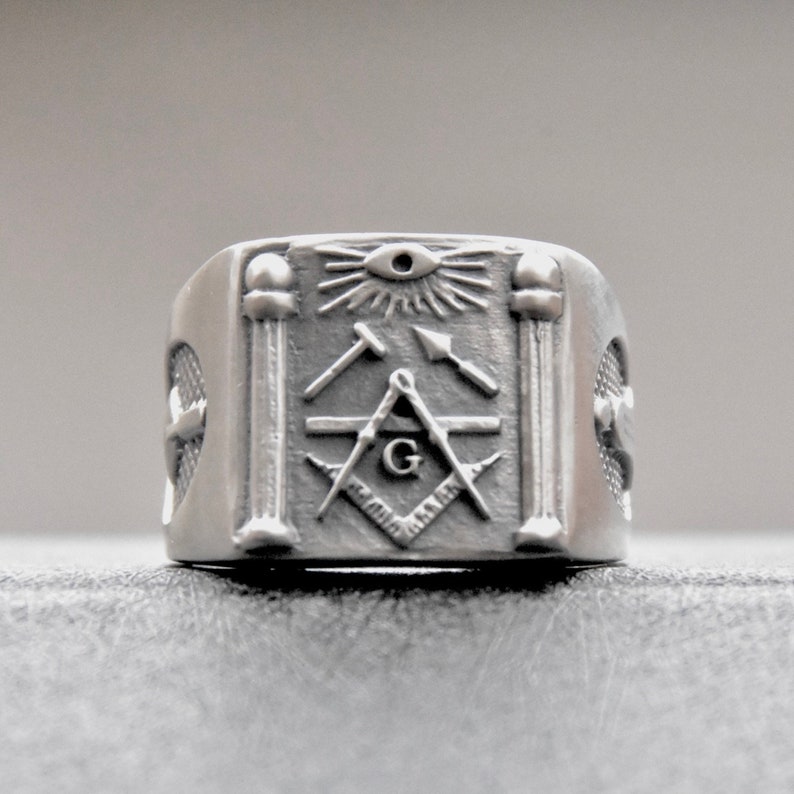 Masonic Sterling Silver 925 Ring Masons / Handmade ALL SIZES image 1