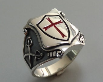 Knights Templar Ring Sterling Silver .925 HANDMADE