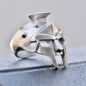 Gladiator Ring Sterling Silver 925 Spartan Helmet Warrior Doom Mask Roman Men Ring Handcrafted Jewellery Silverzone77