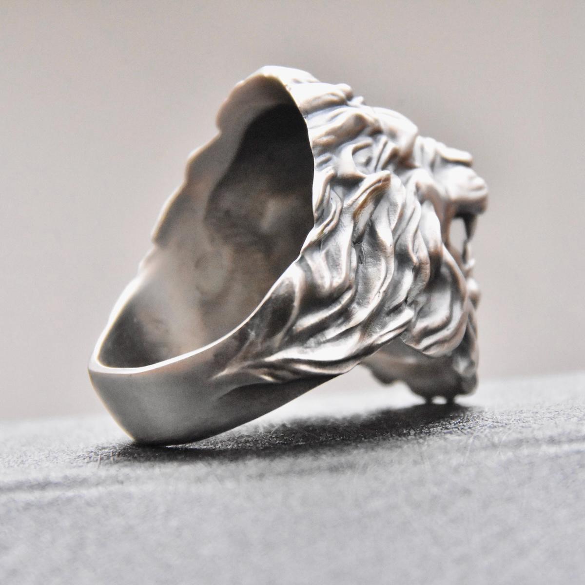 Royal Lion Ring Sterling Silver 925 Head Roaring Animal Ring Wild