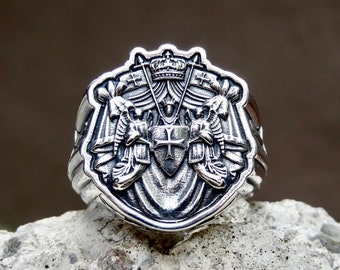 Jesus Christ Ring Sterling Silver .925 Cross God Head - Etsy