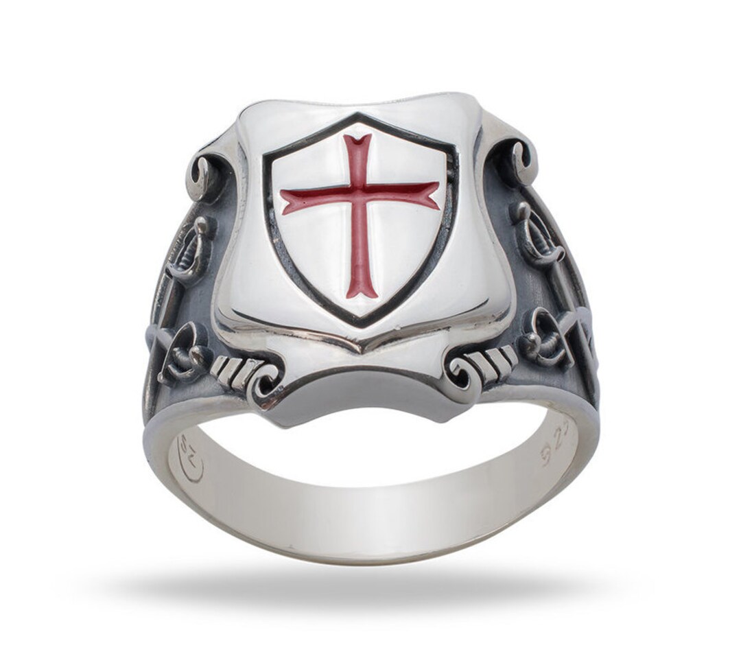 Knights Templar Masonic Tempelritter Cross Silver 925 Ring Red - Etsy