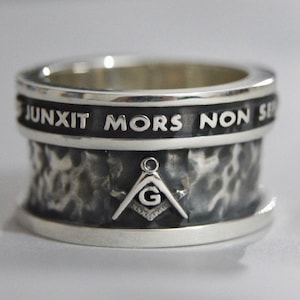 Large Band Massive Masonic Sterling Silver 925 Ring Handmade