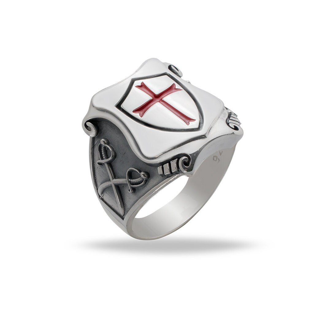 Knights Templar Masonic Tempelritter Cross Silver 925 Ring Red | Etsy UK