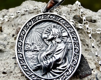 Jesus Christ Oval Pendant Sterling Silver 925 Chain Medallion Amulet Talisman Christening Baptism Gift Religious Unisex Jewellery