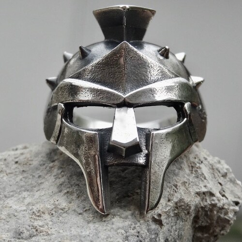 Gladiator Ring Sterling Silver 925 Spartan Helmet Warrior Doom Mask Roman Men Ring Handcrafted Jewellery Silverzone77