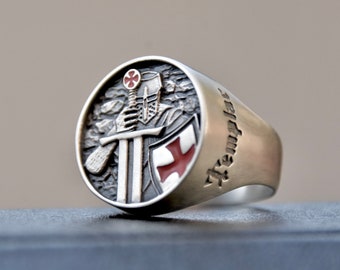 Knights Templar Ring STERLING SILVER MASONIC Masons Handmade All Sizes !