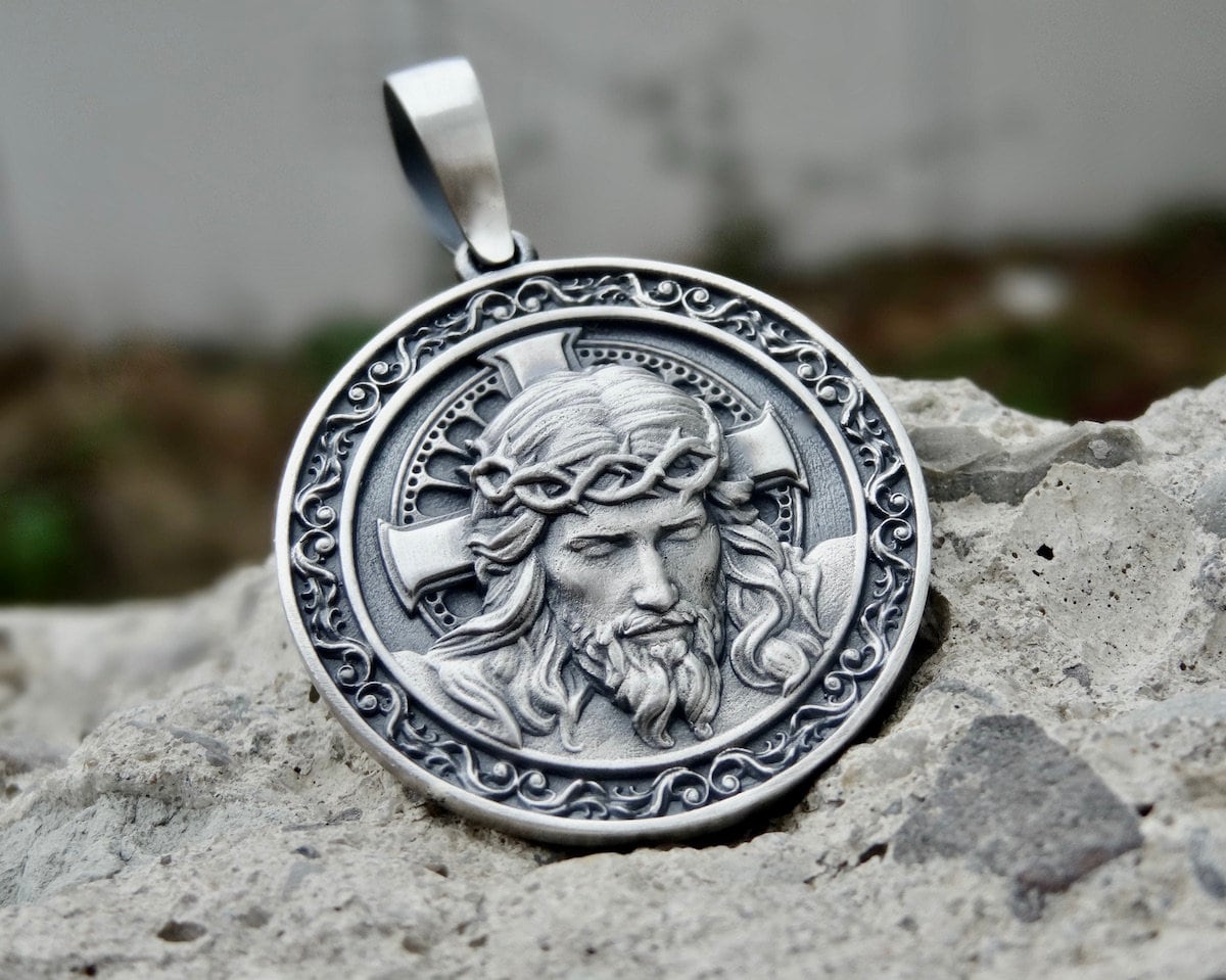 Heiliger Christophorus Anhänger, religiöse 925K Sterling Silber Halskette,  christlicher Schmuck, personalisierte Medaille Geschenk, katholischer  Charme, Jesus Anhänger -  Österreich