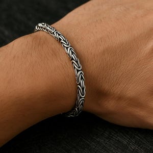 Handmade 925 Sterling Silver King Bracelet, Round Byzantine Oxidized Bracelet, Jewelry Gift for Women and Men