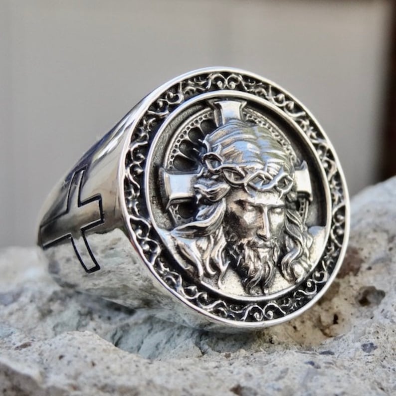 Jesus Sterling Silver .925 Pendant Ring Set God Head Handmade Etsy UK