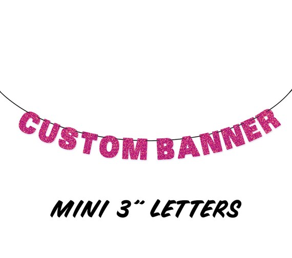 MINI 3" CUSTOM BANNER Glitter Banner Wall Hanging - Party Decorations - Custom Garland Sign - Personalized Banner - Cubicle Banner Il_570xn