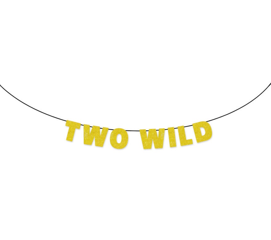 TWO WILD Glitter Banner Wall Decor Sign Sparkly Yellow | Etsy