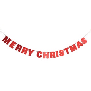 MERRY CHRISTMAS Glitter Banner Wall Hanging - Christmas Decorations - Christmas Party Decor - Customizable Christmas Banner - Fun Xmas