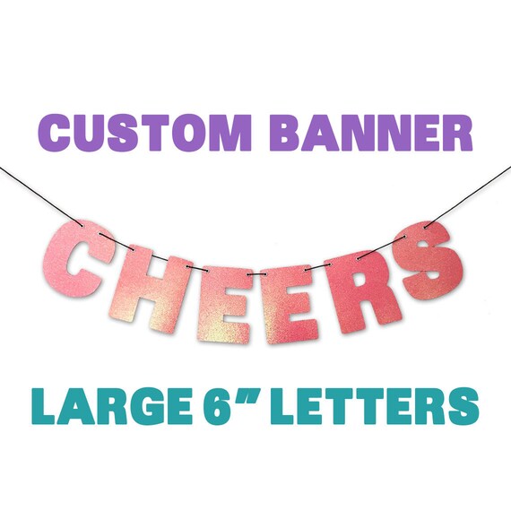 Large Custom Glitter Banner Wall Hanging 6 Letters Party