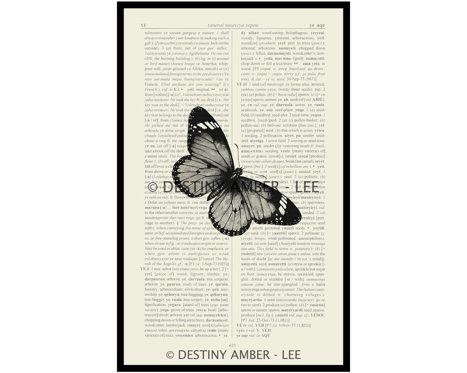 Butterfly Dictionary / Book Print / Poster Etsy