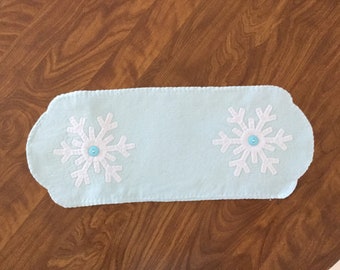 Blue Christmas Snowflake, mini table runner