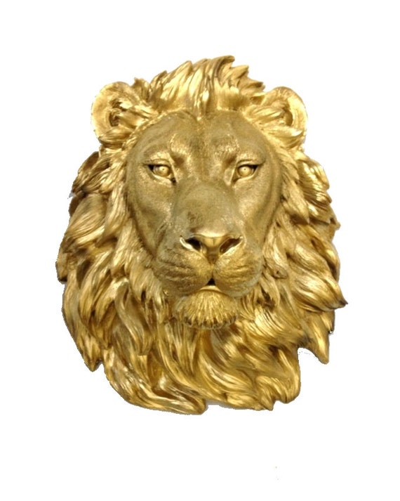 Gold Lion Head Mount Wall Statue. Faux Taxidermy Fake Lion Etsy