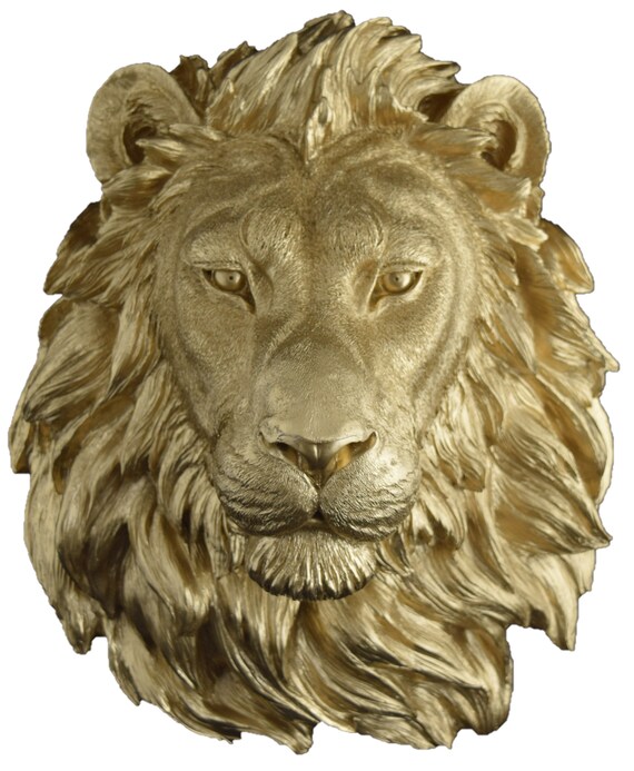 Bronze Lion Head Mount Wall Statue Faux Taxidermy Fake Bronze Lion Head Mount Wall Statue