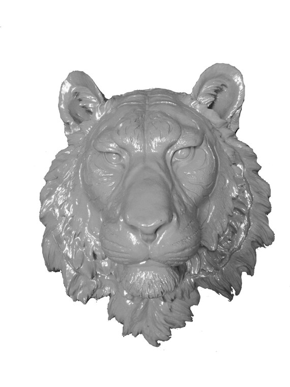 Gray Bengal Tiger Head Mount Wall Statue. Faux Taxidermy Fake Etsy