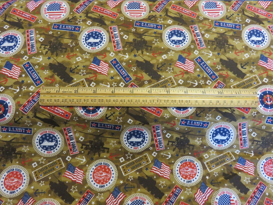 Military Cotton Fabric Army, Navy, Air Force, Coast Guard, US Soldier