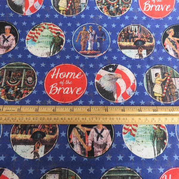 SEP Home of the Brave cotton Fabric - Army, Navy, Air Force - Military tribute