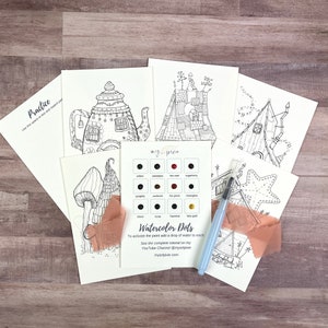Watercolor Painting Kits | 5x7 Dreamcatchers or Fairy Houses Illustrations | Do It Yourself Watercolor