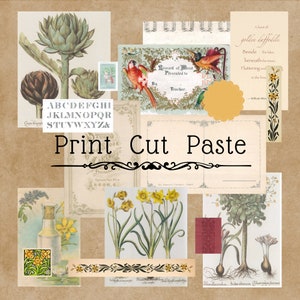 Daffodils and Vintage Ephemera, Download, Print, Cut, and Paste. Junk Journals and Decoupage Digital Download